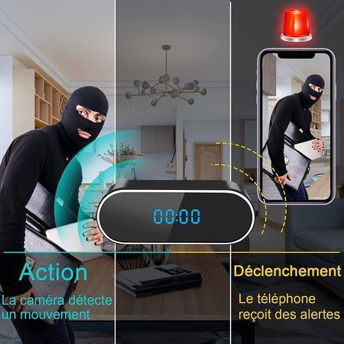 Réveil Caméra Cachée WIFI Full HD avec vision nocturne