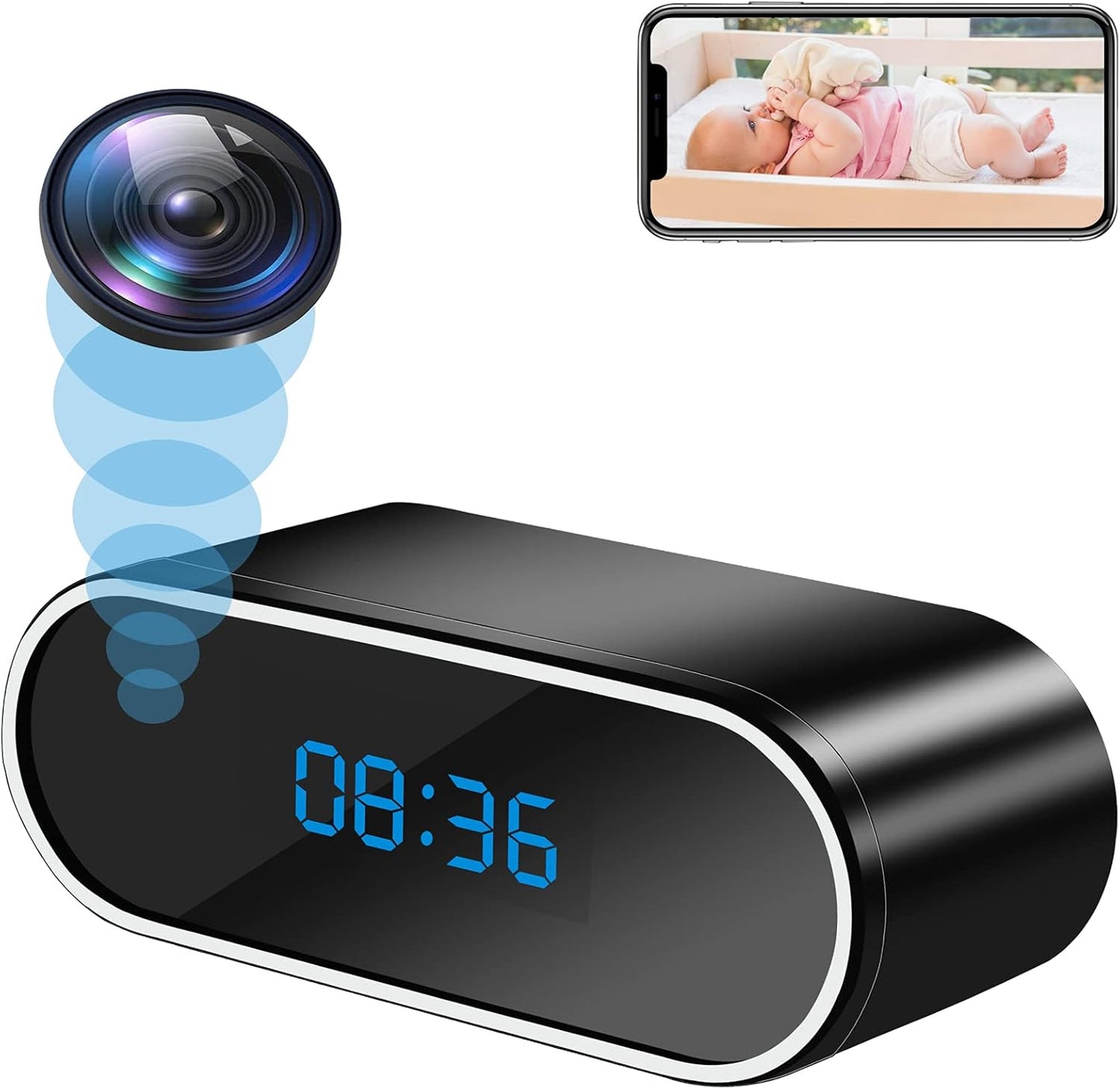 Réveil Caméra Cachée WIFI Full HD avec vision nocturne