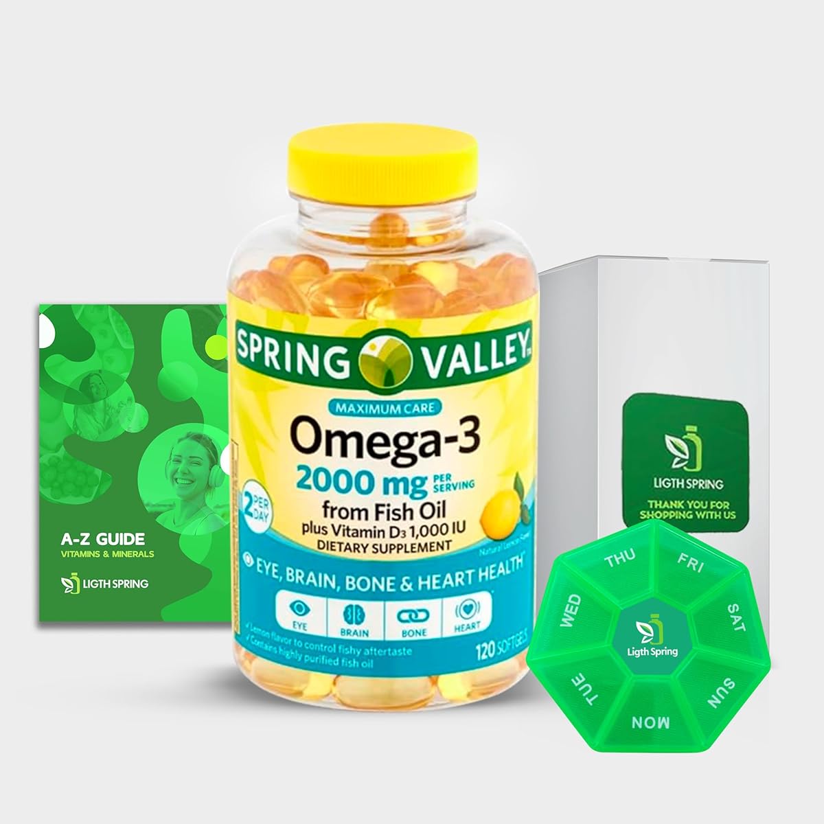 Gélules d'huile de poisson Spring Valley, vitamines et minéraux