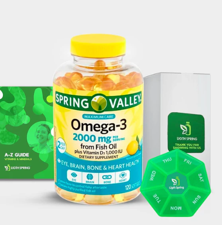 Gélules d'huile de poisson Spring Valley, vitamines et minéraux