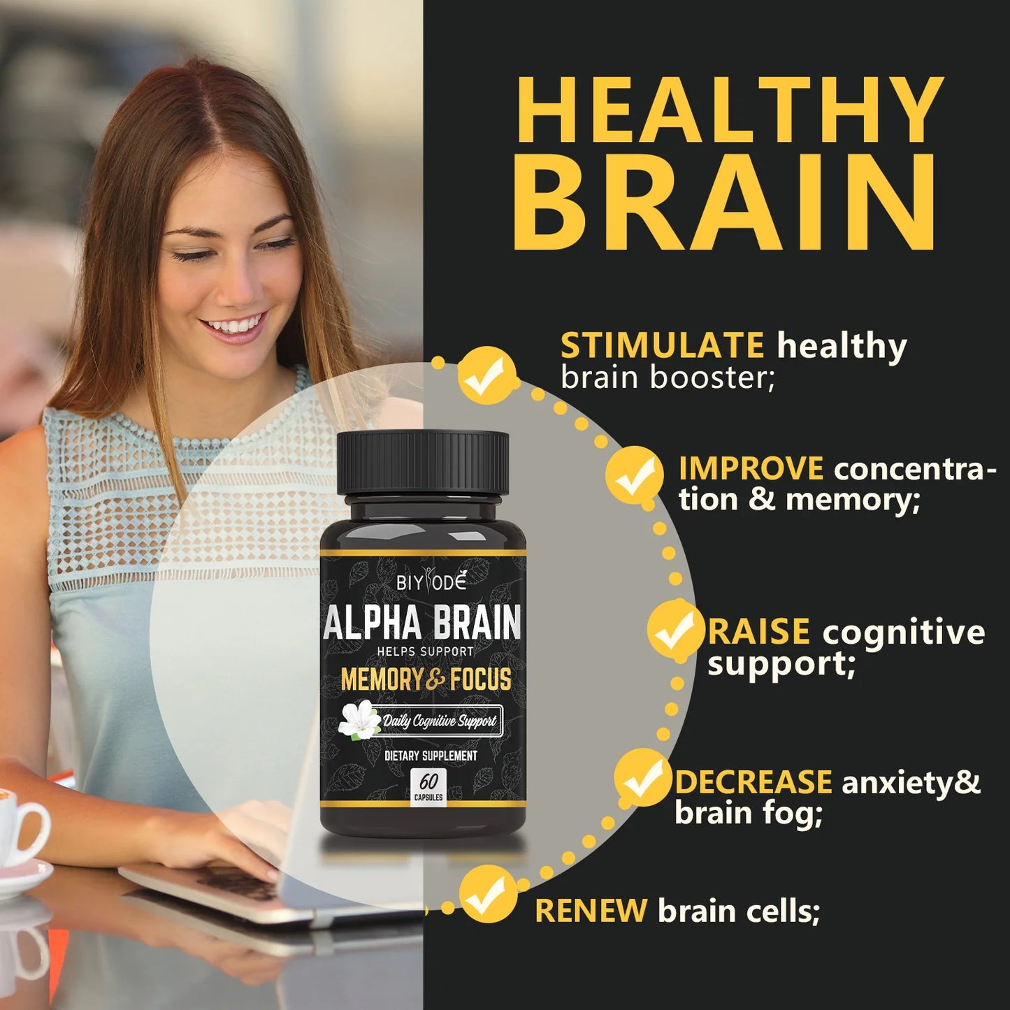 Capsules Cerveau pour Mémoire et Concentration